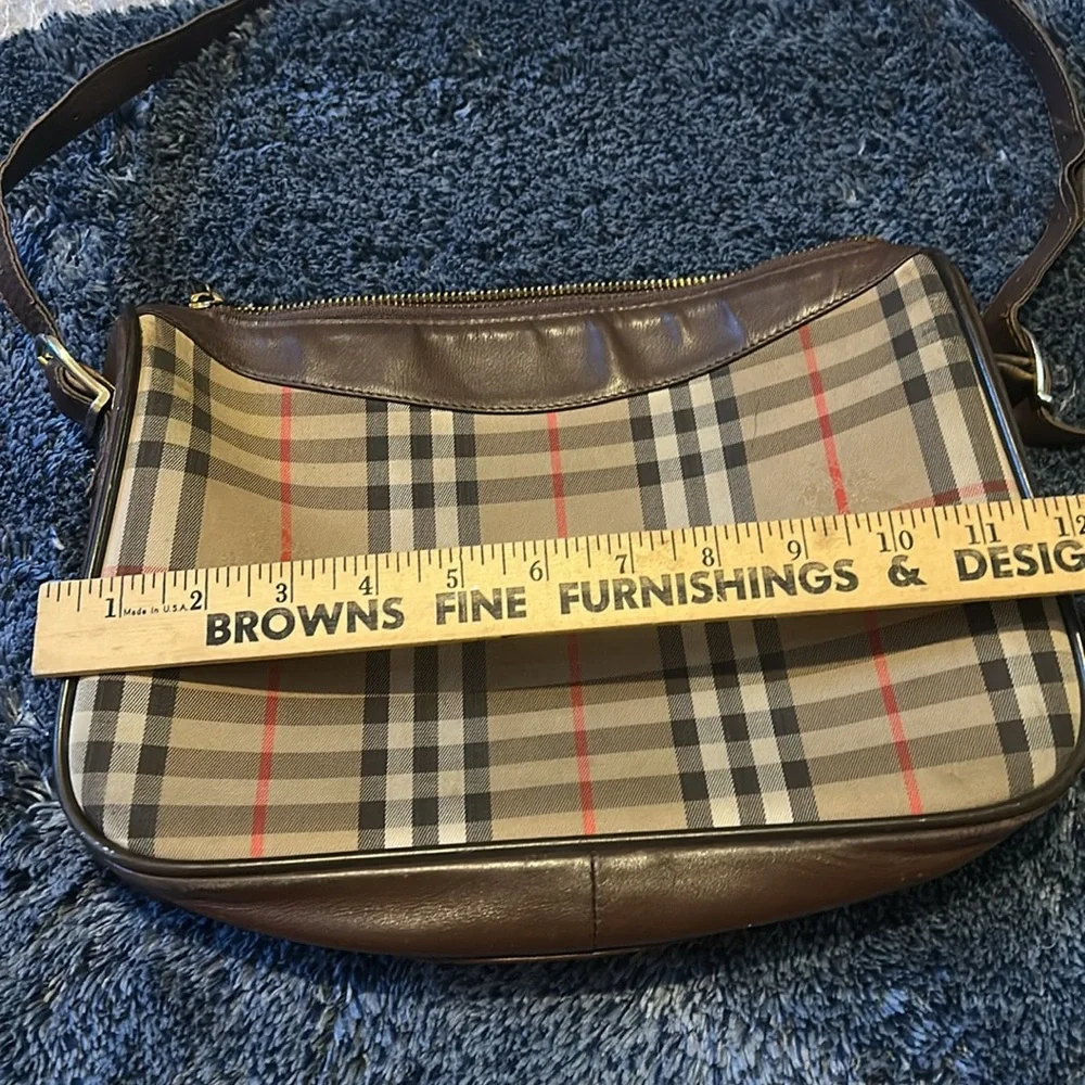 Authentic Burberrys Shoulder Bag Nova Check Shadow Horse Leather Brown Women - Picture 4 of 8